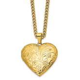 Yellow Heart Locket Pendant on a 24 inch Curb Chain Necklace